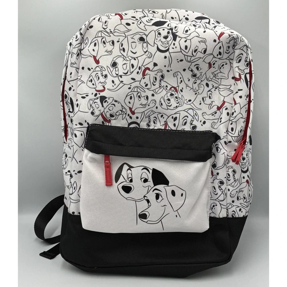 Disney 101 Dalmatians Backpack White Black Red NWT School Bag Pongo Perdita